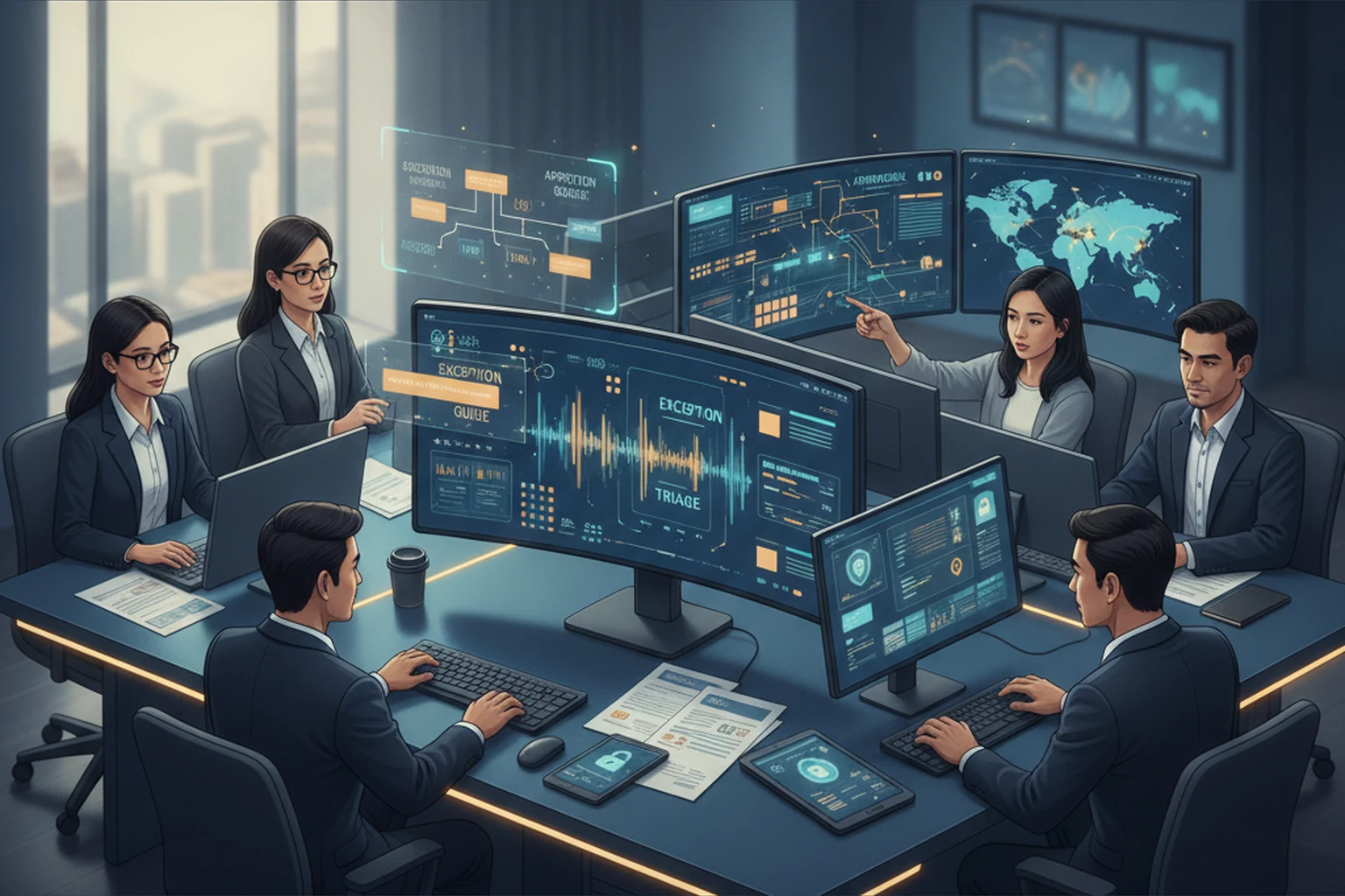 Software Development Operations: Exception Queue Triage editorial illustration